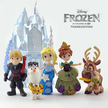 6 buc/Set Disney Frozen Printesa Anna, Elsa, Olaf, Sven Castelul de Gheata Tronului din Palatul PVC Figura de Acțiune Jucarii Model de Papusa Anime Brinquedos