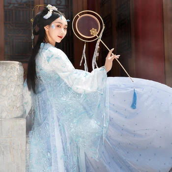 2020 Noul Stil Chinezesc Antic de Vara pentru Femeie Haine Han/Dinastiei Tang Princess Fairy Costume Albastru Hanfu Rochie 3M 6M DQL4054