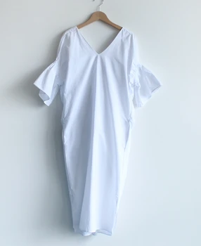 Noi coreea style moda de vara alb culoare albastru cu maneci scurte temperament gol design spate personalitate dulce rochie de en-gros