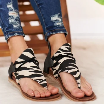 Vara 2020 Femei Sandale Papuci de Leopard Sandale Romane Tăiate Toe Pantofi pentru Femei de Vânzare Fierbinte de sex Feminin Pantofi Plat de Mari Dimensiuni 43