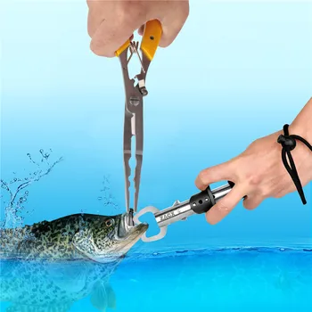 Multifuctional din oțel inoxidabil de Pescuit Clește Inele Despicate și Portabil Pește Lip Grip pescuit de prindere Instrument cu Scara de Greutate