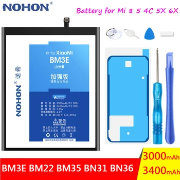 NOHON Bateria Telefonului Pentru Xiaomi Mi 8 5 4C 5X 6X Mi8 Mi5 Mi4C Mi5X Mi6X Înlocuire BM22 BM35 BN31 BN36 BM3E Telefon Mobil Bateria