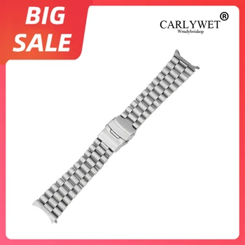CARLYWET 20 de 22mm Argint Perie Tubulare Curbate End Solid Link-uri de Înlocuire Trupa Ceas Bratara Preseident stil Pentru Seiko