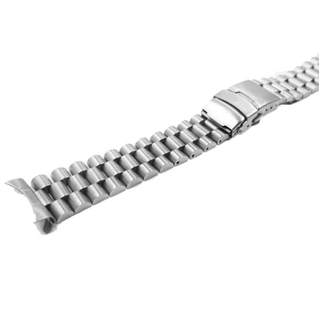 CARLYWET 20 de 22mm Argint Perie Tubulare Curbate End Solid Link-uri de Înlocuire Trupa Ceas Bratara Preseident stil Pentru Seiko