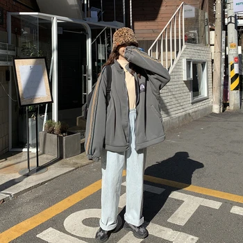 Harajuku Toamna Japonia Jachetă Oversize Femei Haina De Primavara Negru Vrac Sacou Feminin Liber Bombardier Streetwear Casual Strat De Bază
