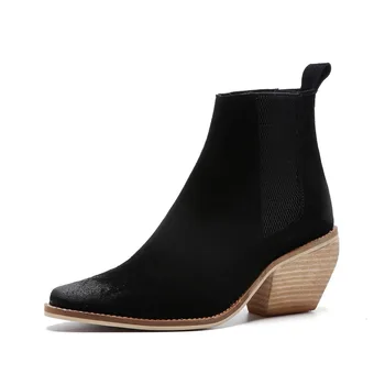 Din Piele Glezna cizme pentru femei cizme cu toc Sexy Degetul Ascutit 2020 Moda de Iarnă pantofi pentru femeie botas mujer botte femme