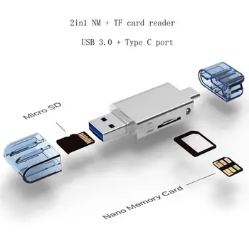 2in1 USB 3.0 de Tip C pentru Micro SD TF Card de Memorie Cititor pentru Huawei NM Nano Card