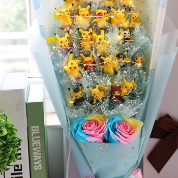 Pikachu Pvc Jucarii Model Cu Flori Artificiale Desene animate Monstru de Buzunar Cifre Buchete de Absolvire Ziua Îndrăgostiților Cadouri Romantice