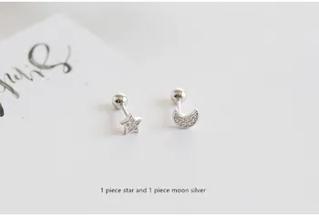 925 sterling silver cercei moda zircon stele, luna șurub inel ureche dulce temperament sălbatic tendință de sex feminin fata de argint ureche bijuterii