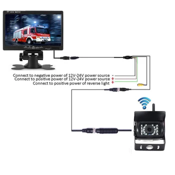 Podofo 7 inch 12V-24V TFT LCD Monitor Auto retrovizoare Display rezistent la apa 4pin IR Noapte Viziune Inversarea de Rezervă din Spate Vedere aparat de Fotografiat