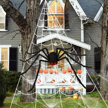 Decoratiuni de Halloween Gigant Elastic horror black Spider Web cu Negru Păianjen Mare Teroare Bara de Partid Casa Bantuita elemente de Recuzită