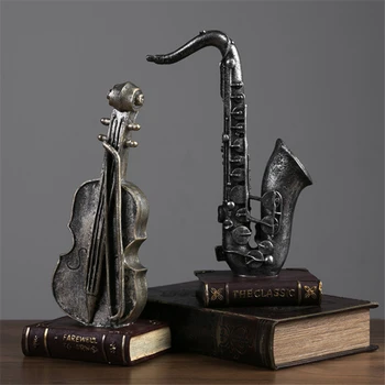 Creative Rășină Vioara Saxofon Decor Acasă Mobilier Modern, Model Retro Instrument Muzical Ornamente Meserii Figurina Cadou