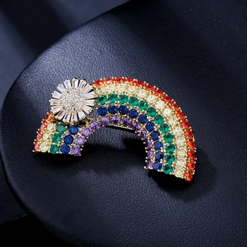 De lux Colorate Zircon Cristal Curcubeu Broșe pentru Femei Cupru Micro-Pavaj Moda Broșă Pin Badge Accesorii Rochie Brosa