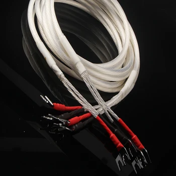 2020 O Pereche HIFI Argint Placat cu Cablu Difuzor Hi-END 4N OFC Sârmă Vorbitor Pentru Sisteme HI-FI Y Mufa Banana Plug Cablu Difuzor