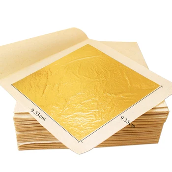 Foiță de Aur comestibilă Real Folie de Aur 100BUC 9.33x9.33cm Comestibile pentru Decor Tort de Arte și Meserii 24K