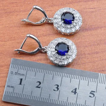 AAA+ Calitate Zirconia Albastru Seturi de Bijuterii Pentru Femei, bijuterii de Mireasa Cercei Colier Pandantiv Inel JS0269
