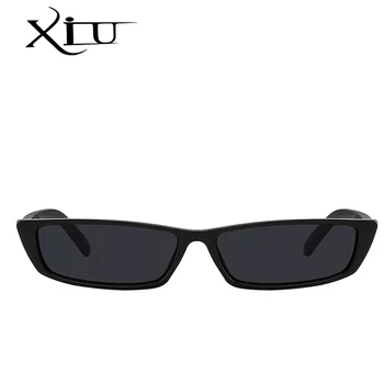 XIU Epocă Dreptunghi ochelari de Soare pentru Femei Brand Designer de Mici Rama de Ochelari de Soare Retro Negri UV400 Ochelari
