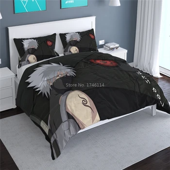 Spirala Naruto Sasuke Cherry Hatake Kakashi Naruto 3D Imprimate Carpetă Acopere Stabilit Twin Plin Regina King Size Set de lenjerie de Pat Lenjerie de Pat