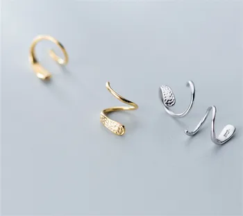 DAIWUJAN Argint 925 Spirală Val Ureche Clip Cercei Pentru Femei Simple de Culoare de Aur Bijuterii Fine Petrecere Bijoux