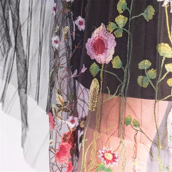Colorfaith 2019 Nou Puf Femei Plasă de Tul Fusta lunga Moda Vintage Plisata Broderii Florale Elegante, Feminine fusta de Balet de Fuste SP043