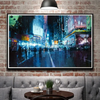 Opera de arta Oraș Luminile de Drum Pictură în Ulei Times Square din New York City, statele UNITE ale americii Noapte de Matase Arta Poster Print Acasă Decor de Perete Transport Gratuit