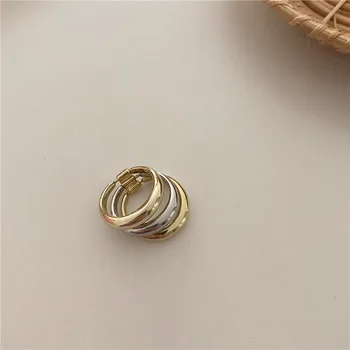 Coreea retro bi-inel de culoare geometrice suprapunerea ridicata trei straturi netede suprapunerea multifunctional inel