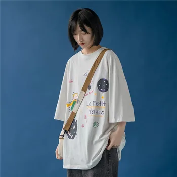 2020 Nou Micul Print Print T Camasa De Vara Pentru Femei Mâneci Scurte T-Shirt O De Gât Le Petit Peinec Tipărite Elevii Topuri Tricouri
