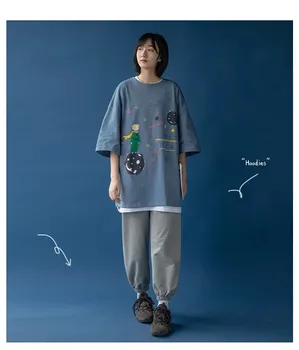 2020 Nou Micul Print Print T Camasa De Vara Pentru Femei Mâneci Scurte T-Shirt O De Gât Le Petit Peinec Tipărite Elevii Topuri Tricouri