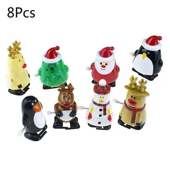 8pc Moș Crăciun Elan Pinguin, om de Zăpadă Clockwork Jucărie de Sus a Lanțului de Cadou de Crăciun