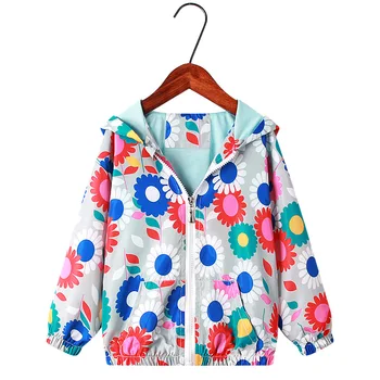 Puțin maven Jachete pentru Fete Floare de Imprimare de Îmbrăcăminte pentru Copii de Toamna Fete pentru Copii Haine cu Fermoar cu Gluga Copii pardesiu Palton
