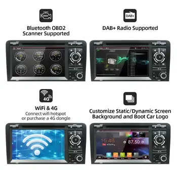 PX6 DSP Android 10.0 DVD Auto GPS Pentru Audi A3 anii 2006-2011 cu DVD Player, Radio Audio Stereo Auto Multimedia cu Ecran de Navigare BT