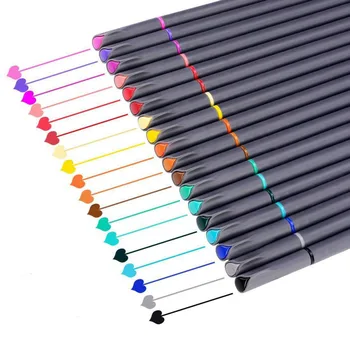 24 de Culori 0,4 mm Vârful Fin Fineliner Stilouri Marker Luminoase Culori pe Baza de Apa Asortate de Cerneală Nu-tox Material Cârlig Fibre Pen
