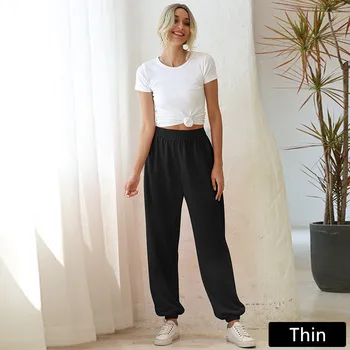 2020 Primavara-Vara pentru Femei Talie Mare Pantaloni Solid Liber Casual Pantaloni de Trening joggeri Negru Pantalones Streetwear Femme
