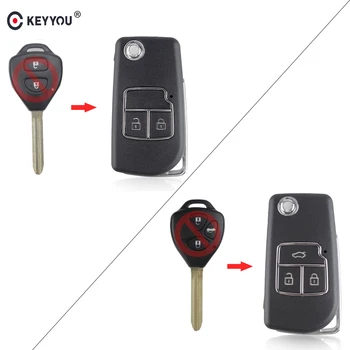 KEYYOU Modificat 2 3 Butoane Telecomanda Cheie Auto Shell Pliere Flip Key Caz Acoperire Pentru Toyota Camry, Corolla Judit RAV4