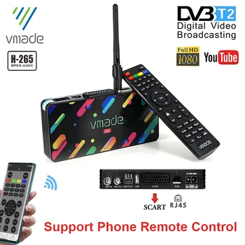 2020 DVB T2 Digitale Terestre de TELEVIZIUNE Receptor H. 265/HEVC, TV HD cu Decodor De 10-Bit Pentru Italia, Spania Suport Meecast Aplicația Youtube pentru TV Tuner