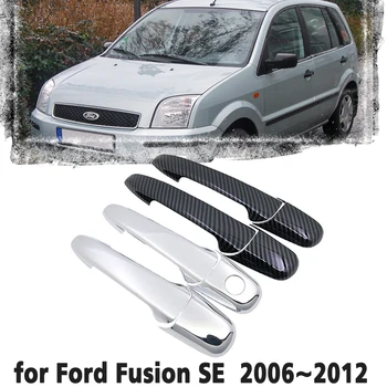 Fibra de Carbon negru mâner Sau Laterale Cromate Capac Ușă Tapiterie Set pentru Ford Fusion SE Sport 2006~2012 Accesorii Auto 2007 2008 2009