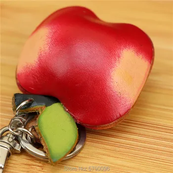 Piele naturala handmade creative măr roșu breloc geanta mini pandantiv drăguț de fructe sac de piele de vacă accesorii cadou
