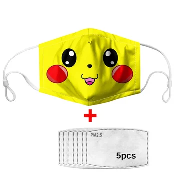 Noi Pikachu Imprimare Gură, Mască pentru Adulți și Copii Măști de Desene animate Pokemon Masca Filtru Înlocuibil Element Masti de Praf Reutilizabil