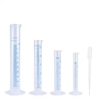 4buc Științifice Plastic Cilindru Gradat Set 10 ml 25 ml 50 ml 100 ml Cilindru gradat, pentru a Experimenta cu 30buc Plastic Dropper
