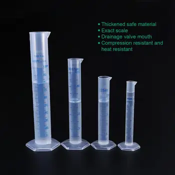 4buc Științifice Plastic Cilindru Gradat Set 10 ml 25 ml 50 ml 100 ml Cilindru gradat, pentru a Experimenta cu 30buc Plastic Dropper