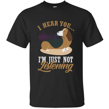 Modele de Umor basset hound dog urechi mari, dar nu asculta t-shirt pentru bărbați Standard de îmbrăcăminte pentru bărbați tricou bumbac de Calitate Superioară