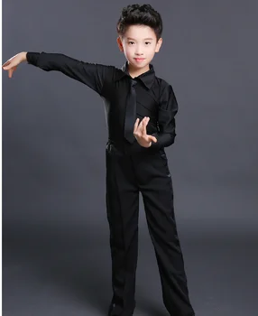 Dans Latin mens pantaloni pentru copii alb-negru de dans latino tricouri barbati dans latino haine barbati băiat de dans latino sus și cămașă set