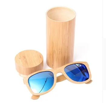Runda de Bambus ochelari de Soare Caz de Bambus Cutie Cadou pachet Lemn, Sticla Poate fi gravat Logo-ul Gratuit