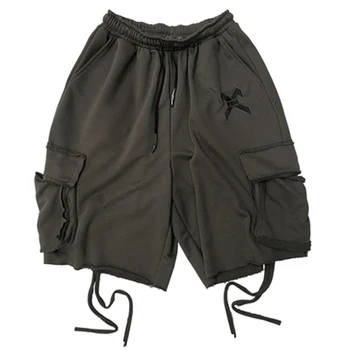 11 BYBB E ÎNTUNERIC pantaloni Scurți de Trening Barbati Hip Hop de Moda Streetwear Negru pantaloni Scurți Genunchi Lungime Multi-buzunar Panglică de Vară BW01