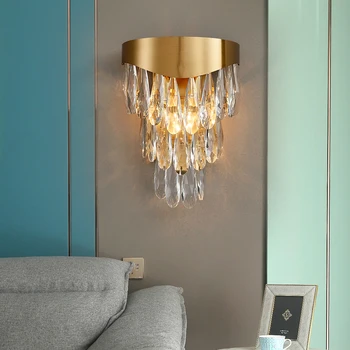 Aur tranșee de perete moderne dormitor noptieră lampa de perete camera de zi personalitate creatoare de perete de cristal lumina