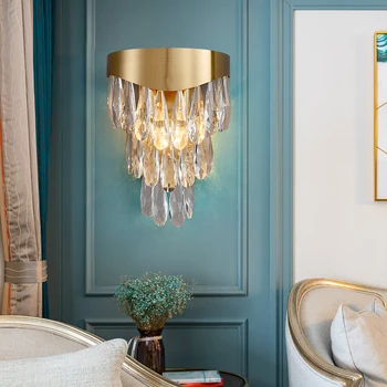 Aur tranșee de perete moderne dormitor noptieră lampa de perete camera de zi personalitate creatoare de perete de cristal lumina