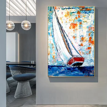 RELIABLI de ARTĂ pline de culoare Barca Poze de Perete Pentru Camera de zi Panza Pictura Postere Si Printuri Moderne Peisaj, Decor Acasă Nici un Cadru