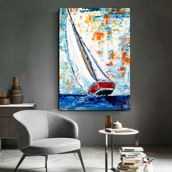 RELIABLI de ARTĂ pline de culoare Barca Poze de Perete Pentru Camera de zi Panza Pictura Postere Si Printuri Moderne Peisaj, Decor Acasă Nici un Cadru