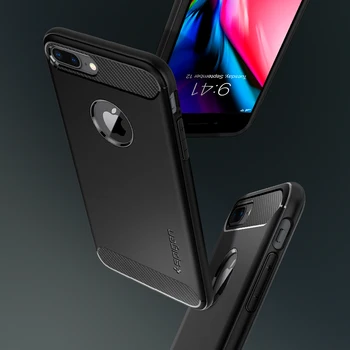 Spigen Armor Rugged Caz pentru iPhone 8 Plus / 7 Plus - Final de Protecție Flexibil, Durabil TPU Fibra de Carbon Texturi Caz