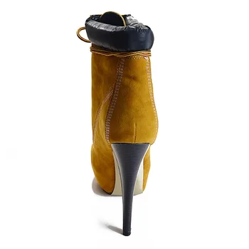 Onlymaker femeii Dantela-Up Glezna Cizme Pantofi 16 cm Toc Subțire de Mare 4cm Platforma Tocuri de Moda Cizme Plus Dimensiune 35-46